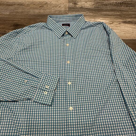 UNTUCKit Belden‎ Blue White Gingham Check Mens 3XL Long Sleeve Button Up Shirt - Picture 1 of 10